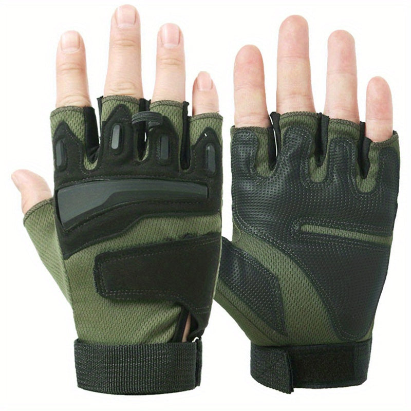 Pair of men's and women's half-finger sports gloves.