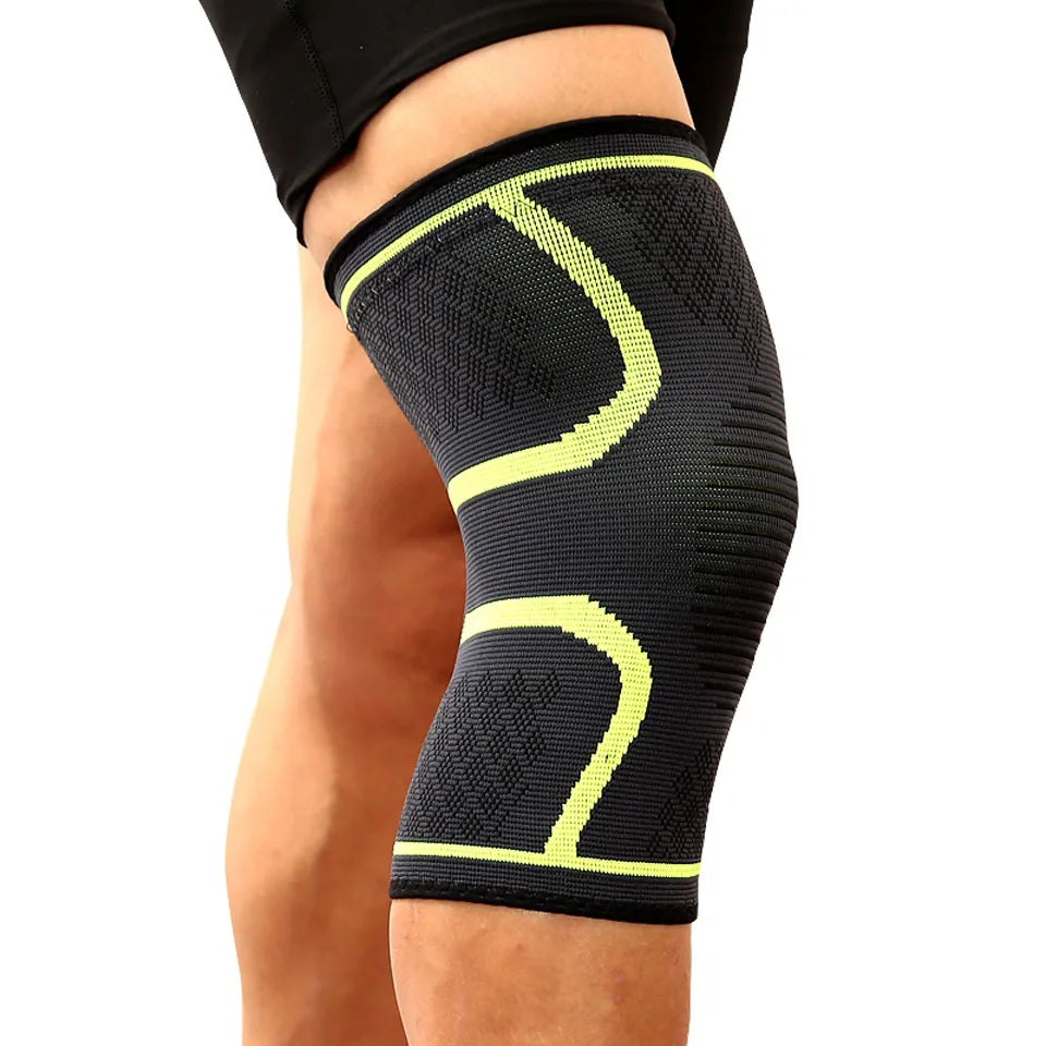 Genouillère de sport de compression en nylon élastique.