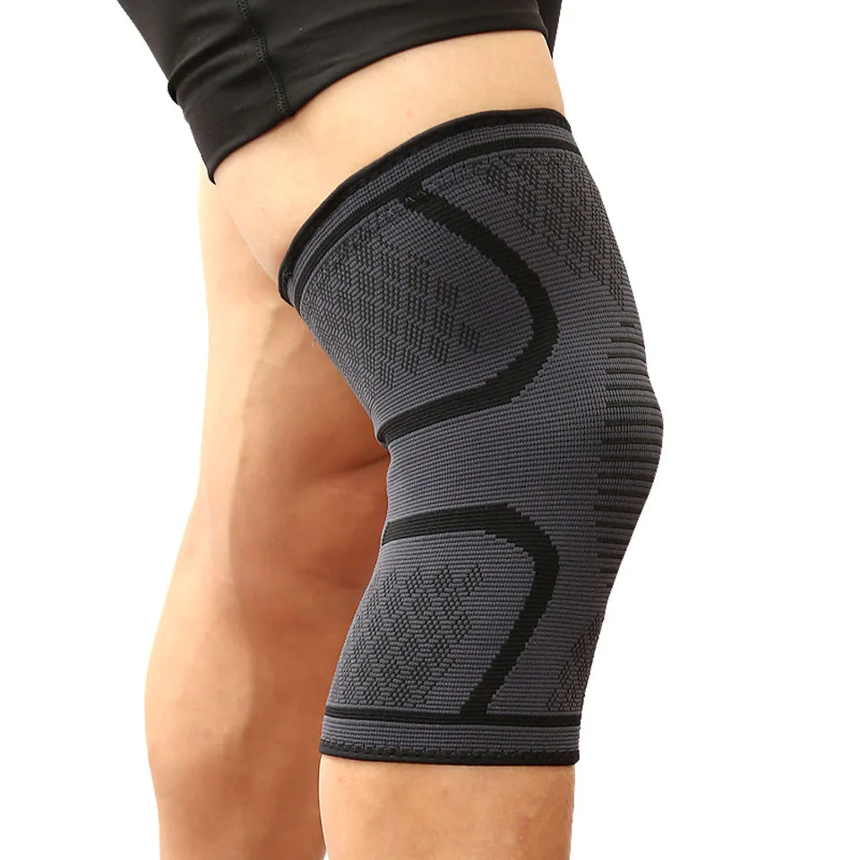 Genouillère de sport de compression en nylon élastique.