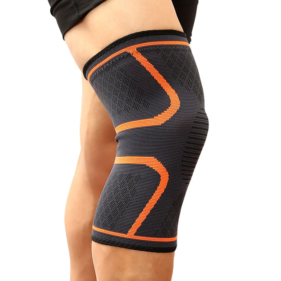 Genouillère de sport de compression en nylon élastique.