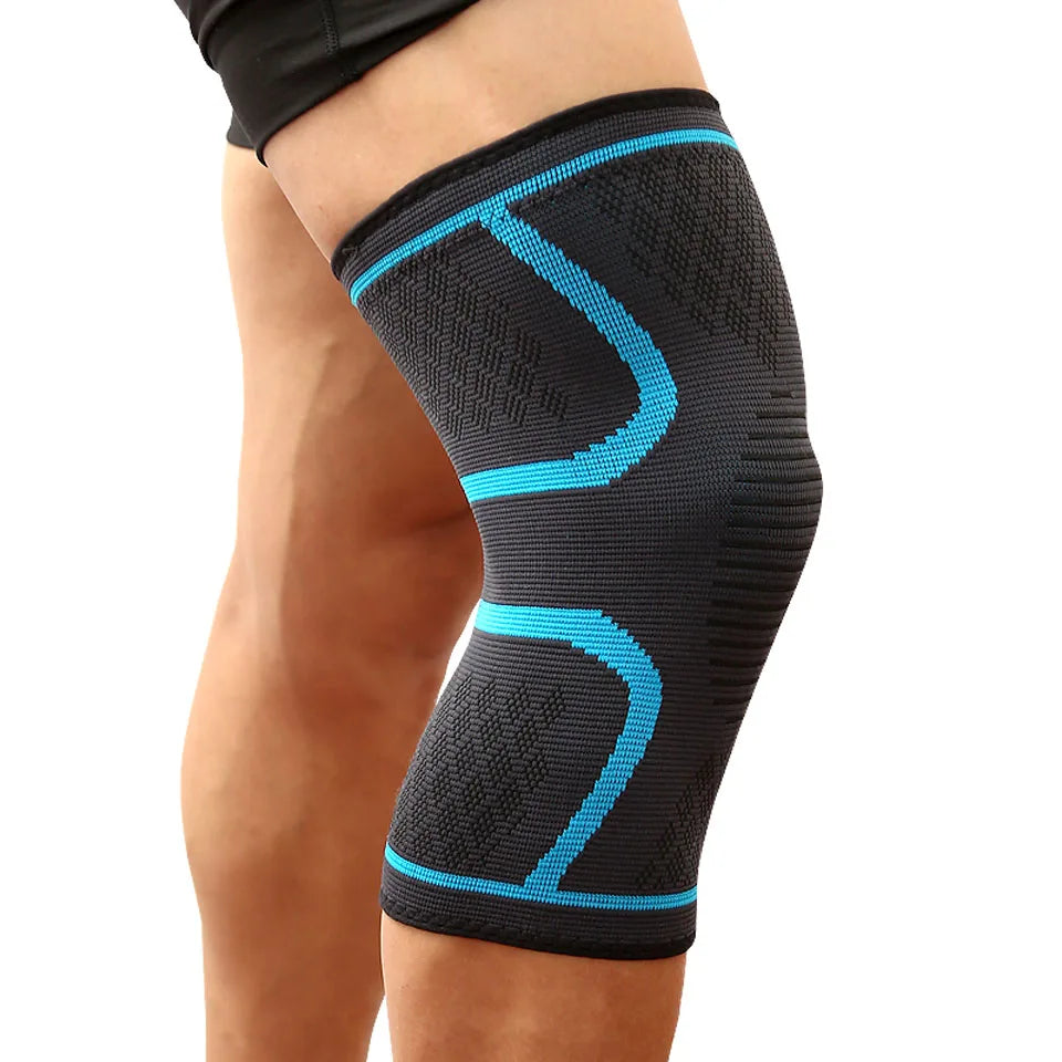 Genouillère de sport de compression en nylon élastique.
