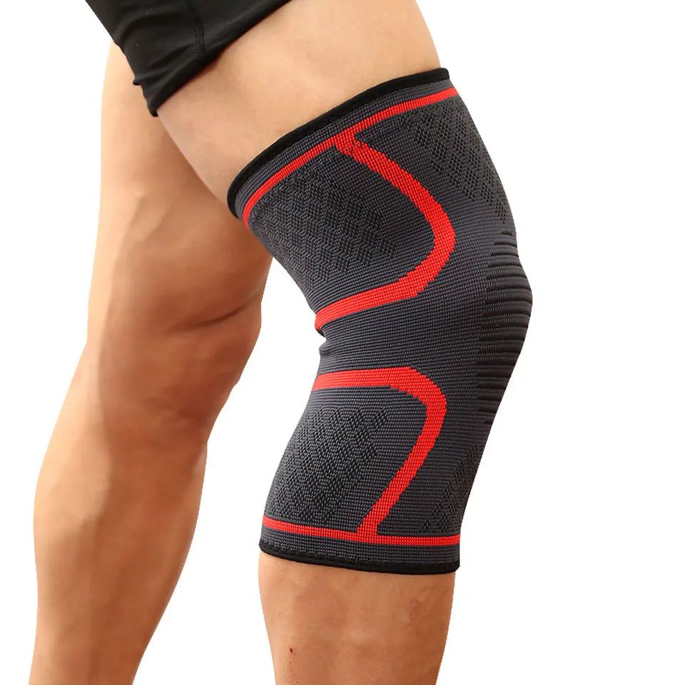 Genouillère de sport de compression en nylon élastique.