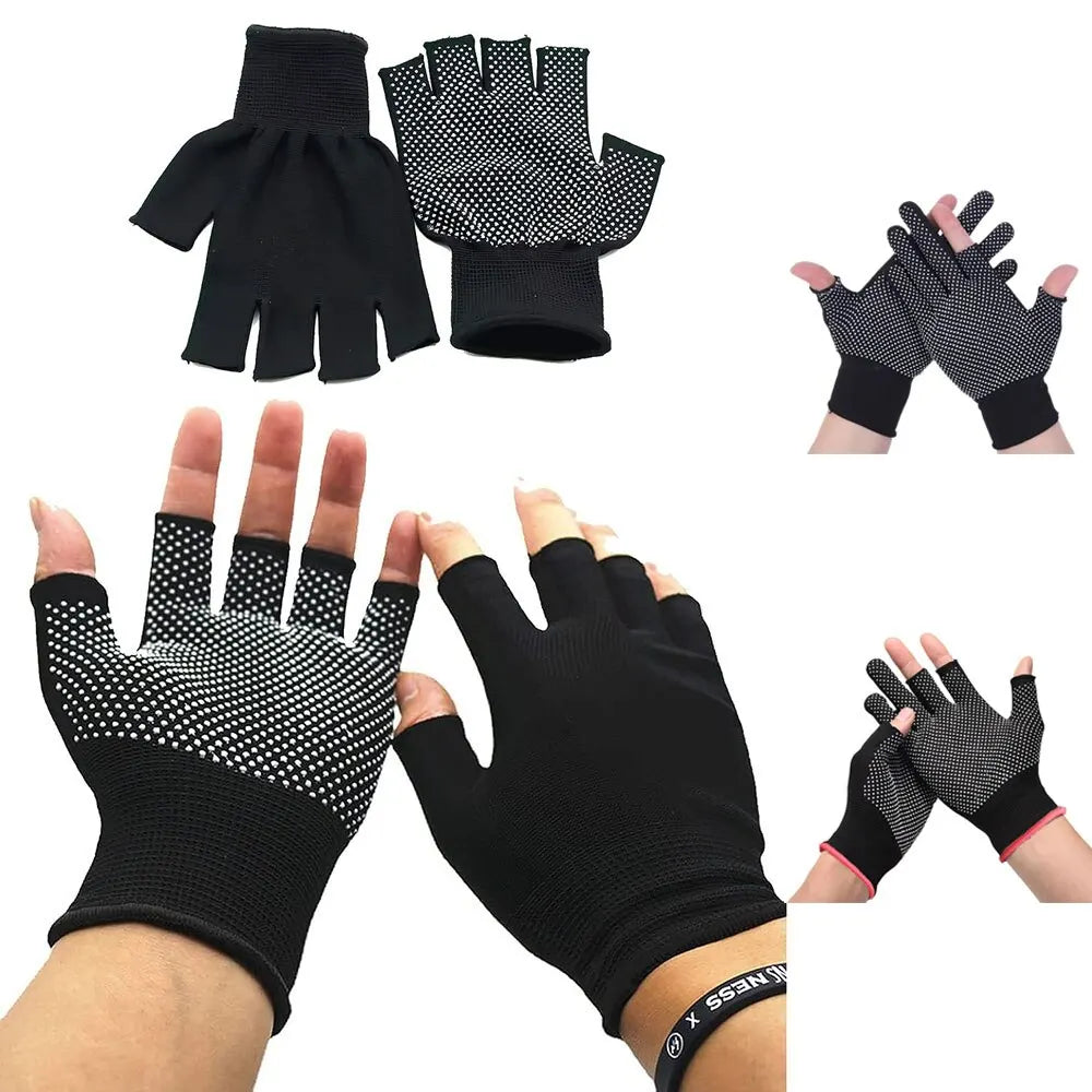 Pair of lightweight, fingerless, non-slip cycling gloves. 