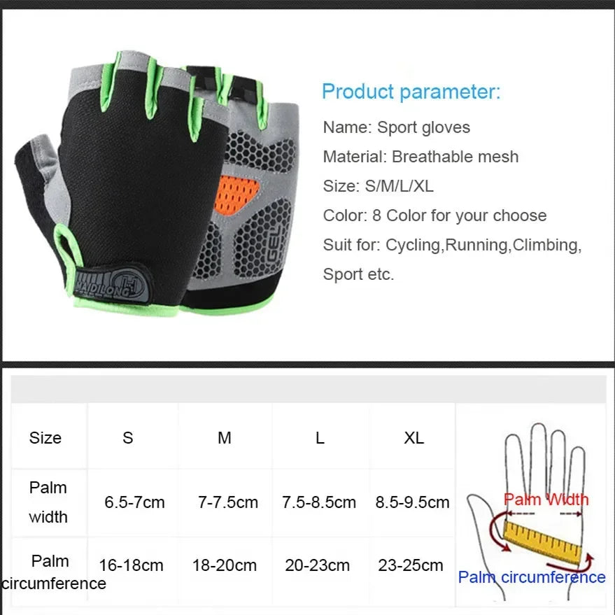 Gants de sport sans doigts pour salle de sport.