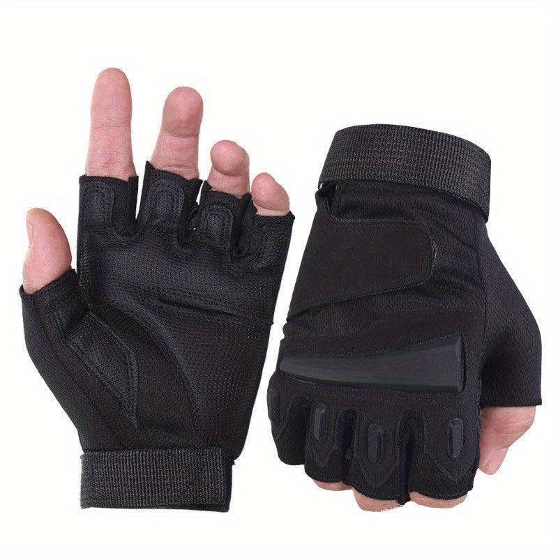 Pair of men's and women's half-finger sports gloves.